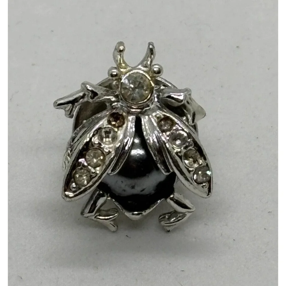 Vintage Insect Pin Rhinestone Wings Tiny Figural Brooch Stocking Stuffer